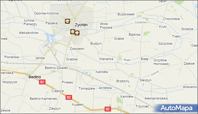 mapa Marianka gmina Żychlin, Marianka gmina Żychlin na mapie Targeo