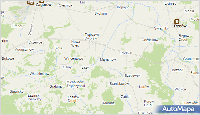 mapa Mariantów gmina Zagórów, Mariantów gmina Zagórów na mapie Targeo