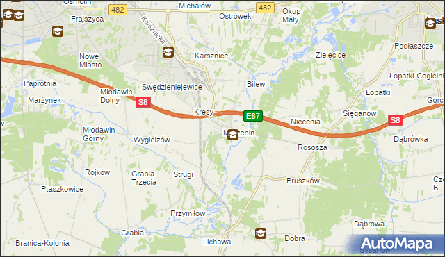 mapa Marzenin gmina Sędziejowice, Marzenin gmina Sędziejowice na mapie Targeo