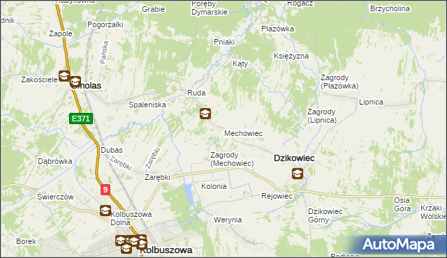 mapa Mechowiec, Mechowiec na mapie Targeo