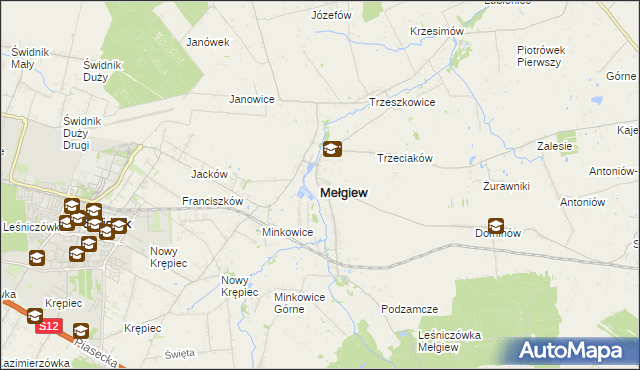 mapa Mełgiew, Mełgiew na mapie Targeo