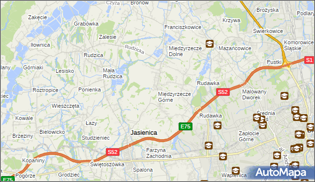 mapa Międzyrzecze Górne, Międzyrzecze Górne na mapie Targeo