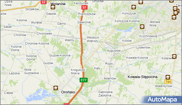 mapa Młodocin Mniejszy, Młodocin Mniejszy na mapie Targeo