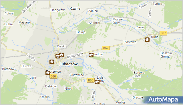 mapa Młodów gmina Lubaczów, Młodów gmina Lubaczów na mapie Targeo