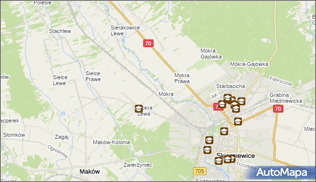 mapa Mokra gmina Skierniewice, Mokra gmina Skierniewice na mapie Targeo