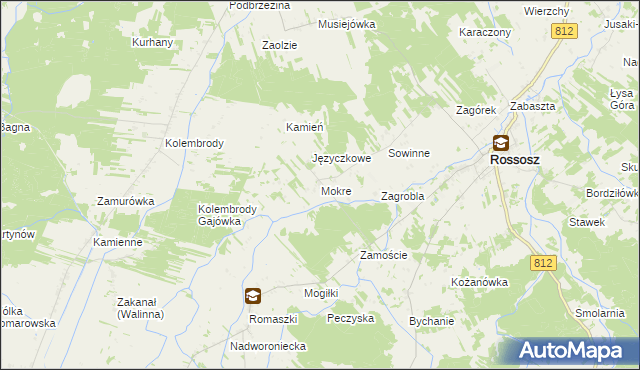mapa Mokre gmina Rossosz, Mokre gmina Rossosz na mapie Targeo