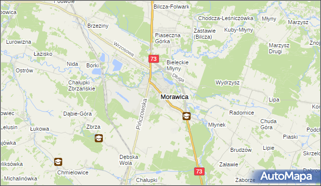 mapa Morawica powiat kielecki, Morawica powiat kielecki na mapie Targeo
