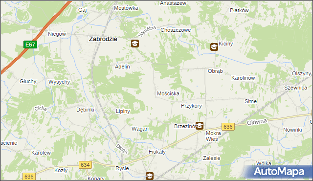 mapa Mościska gmina Zabrodzie, Mościska gmina Zabrodzie na mapie Targeo