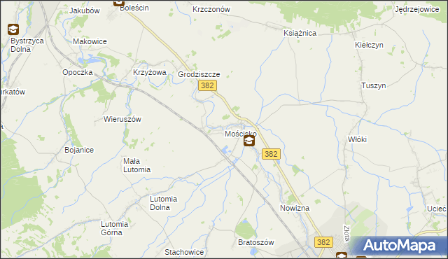 mapa Mościsko gmina Dzierżoniów, Mościsko gmina Dzierżoniów na mapie Targeo