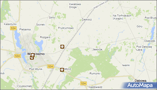 mapa Myśliwiec, Myśliwiec na mapie Targeo
