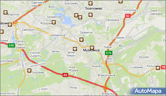 mapa Mysłowice, Mysłowice na mapie Targeo