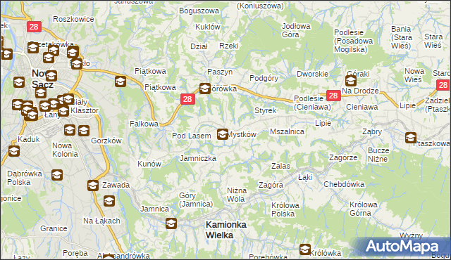 mapa Mystków, Mystków na mapie Targeo