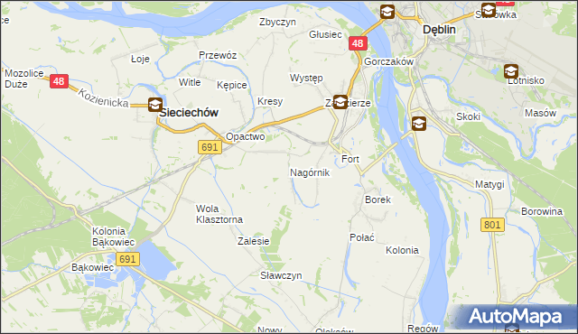 mapa Nagórnik gmina Sieciechów, Nagórnik gmina Sieciechów na mapie Targeo