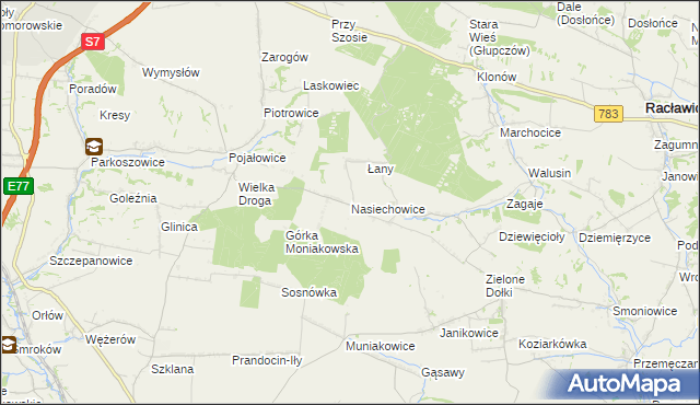 mapa Nasiechowice, Nasiechowice na mapie Targeo