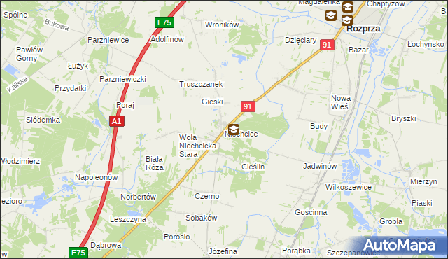 mapa Niechcice, Niechcice na mapie Targeo