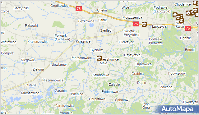 mapa Nieszkowice Małe, Nieszkowice Małe na mapie Targeo