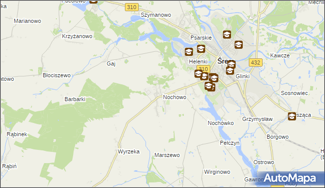 mapa Nochowo, Nochowo na mapie Targeo