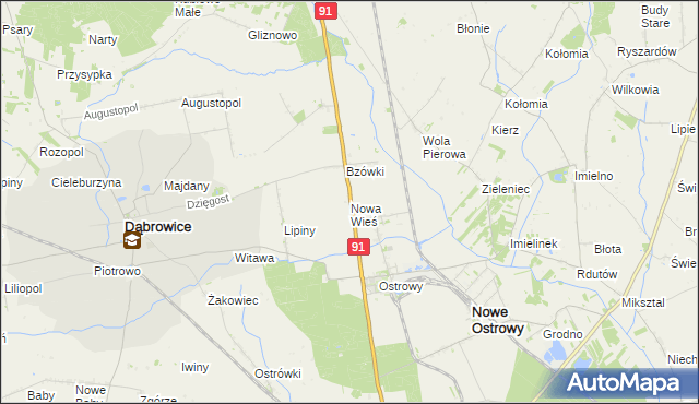 mapa Nowa Wieś gmina Nowe Ostrowy, Nowa Wieś gmina Nowe Ostrowy na mapie Targeo