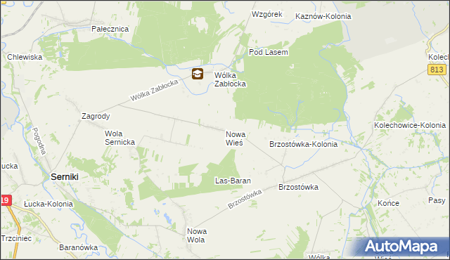 mapa Nowa Wieś gmina Serniki, Nowa Wieś gmina Serniki na mapie Targeo