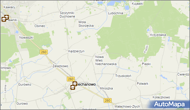 mapa Nowa Wieś Niechanowska, Nowa Wieś Niechanowska na mapie Targeo