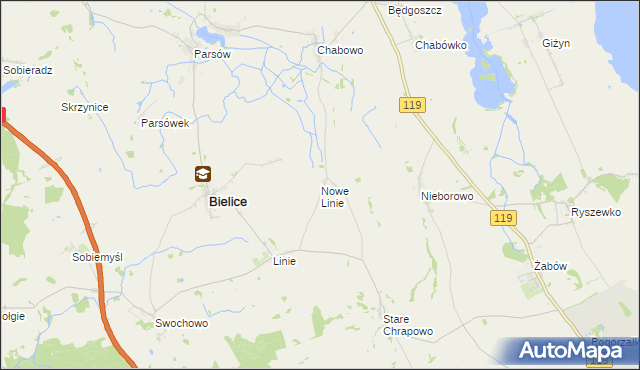 mapa Nowe Linie, Nowe Linie na mapie Targeo