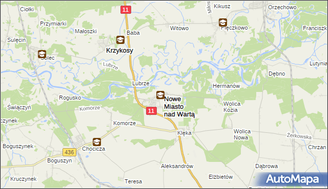 mapa Nowe Miasto nad Wartą, Nowe Miasto nad Wartą na mapie Targeo