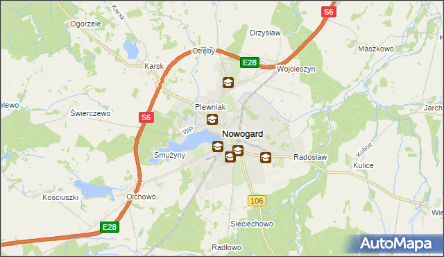 mapa Nowogard, Nowogard na mapie Targeo