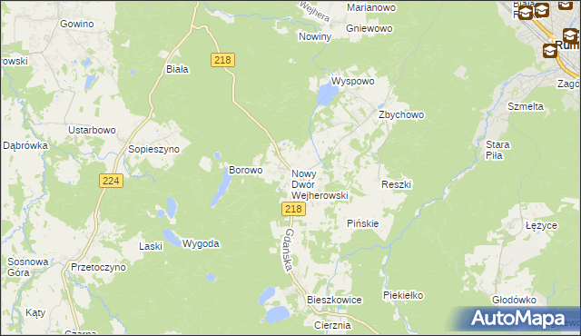 mapa Nowy Dwór Wejherowski, Nowy Dwór Wejherowski na mapie Targeo