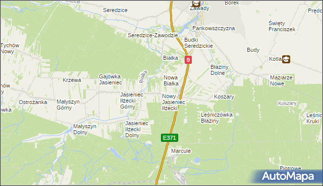 mapa Nowy Jasieniec Iłżecki, Nowy Jasieniec Iłżecki na mapie Targeo