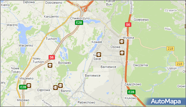 mapa Nowy Świat gmina Żukowo, Nowy Świat gmina Żukowo na mapie Targeo