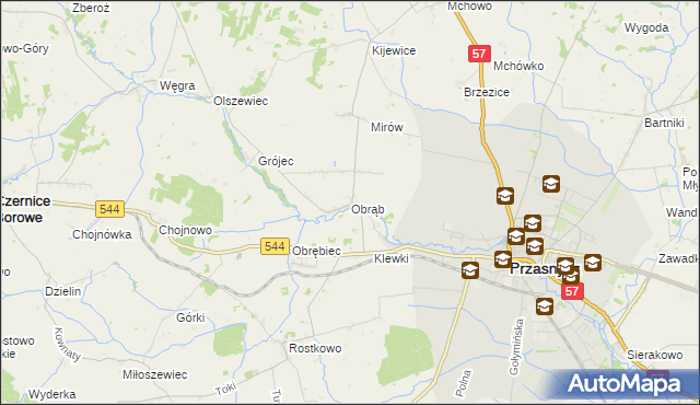 mapa Obrąb gmina Przasnysz, Obrąb gmina Przasnysz na mapie Targeo