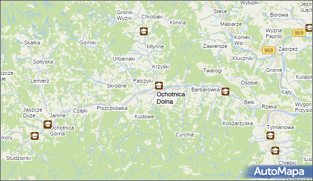 mapa Ochotnica Dolna, Ochotnica Dolna na mapie Targeo