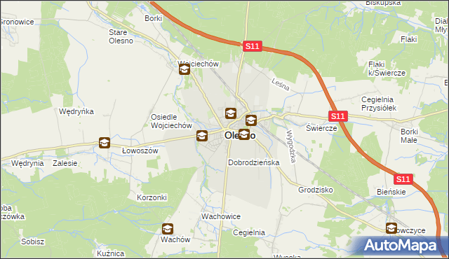 mapa Olesno, Olesno na mapie Targeo