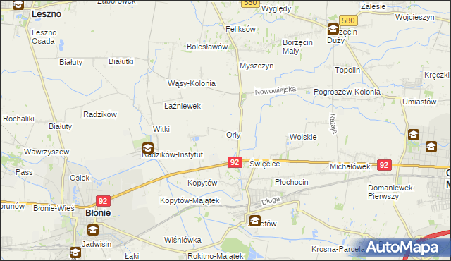 mapa Orły gmina Ożarów Mazowiecki, Orły gmina Ożarów Mazowiecki na mapie Targeo