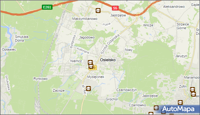 mapa Osielsko, Osielsko na mapie Targeo