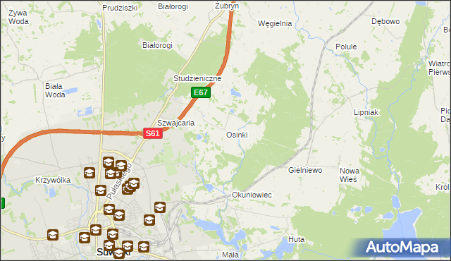 mapa Osinki gmina Suwałki, Osinki gmina Suwałki na mapie Targeo