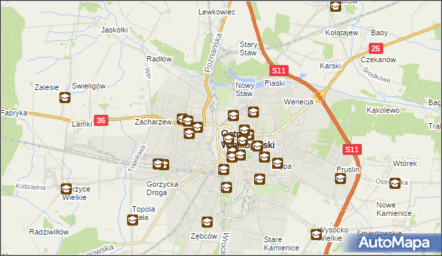 mapa Ostrów Wielkopolski, Ostrów Wielkopolski na mapie Targeo