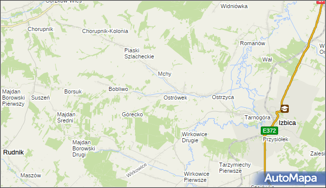 mapa Ostrówek gmina Izbica, Ostrówek gmina Izbica na mapie Targeo