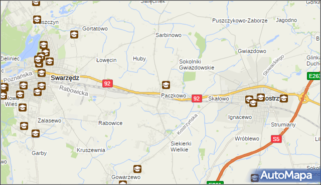 mapa Paczkowo gmina Swarzędz, Paczkowo gmina Swarzędz na mapie Targeo