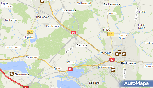 mapa Paczyna, Paczyna na mapie Targeo