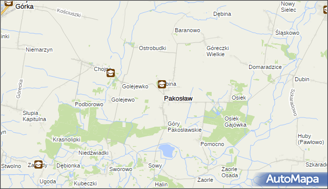 mapa Pakosław powiat rawicki, Pakosław powiat rawicki na mapie Targeo