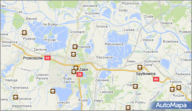 mapa Palczowice, Palczowice na mapie Targeo