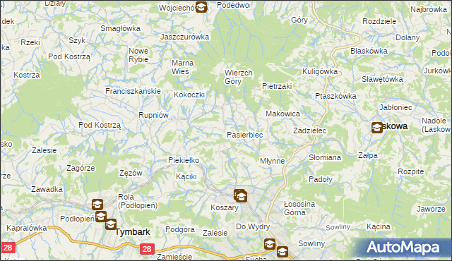 mapa Pasierbiec, Pasierbiec na mapie Targeo