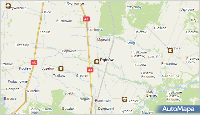 mapa Pątnów powiat wieluński, Pątnów powiat wieluński na mapie Targeo