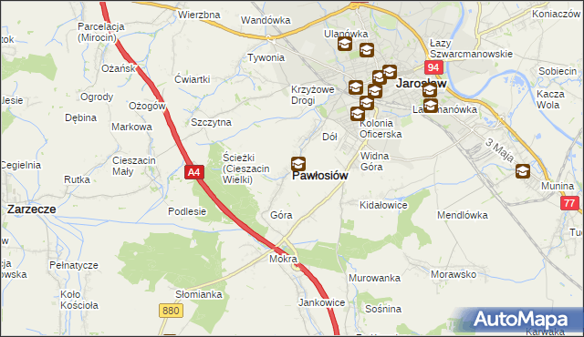 mapa Pawłosiów, Pawłosiów na mapie Targeo