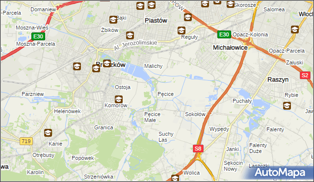 mapa Pęcice, Pęcice na mapie Targeo