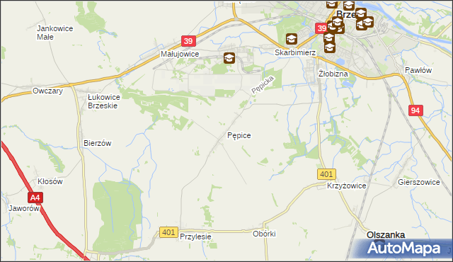 mapa Pępice gmina Skarbimierz, Pępice gmina Skarbimierz na mapie Targeo