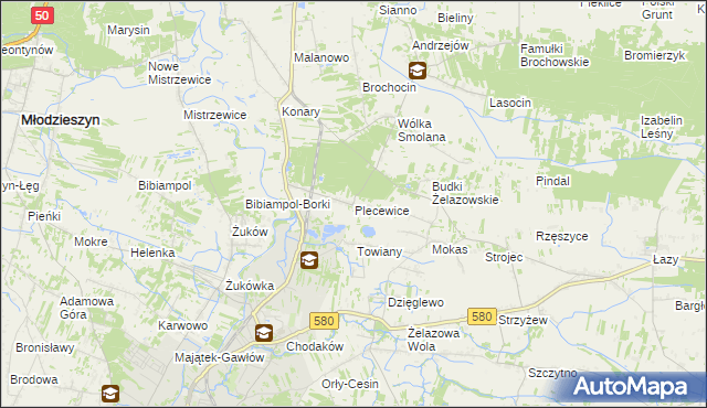 mapa Plecewice, Plecewice na mapie Targeo