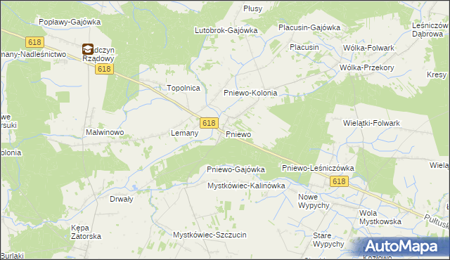 mapa Pniewo gmina Zatory, Pniewo gmina Zatory na mapie Targeo