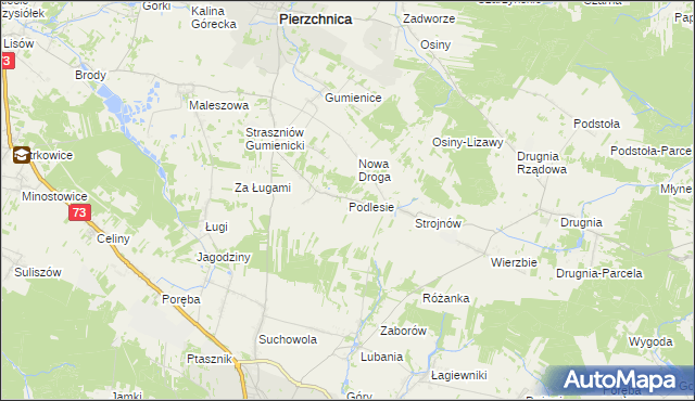 mapa Podlesie gmina Pierzchnica, Podlesie gmina Pierzchnica na mapie Targeo